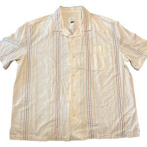 Vintage Striped American Eagle Short Sleeve Button Up Shirt With Retro Vertical